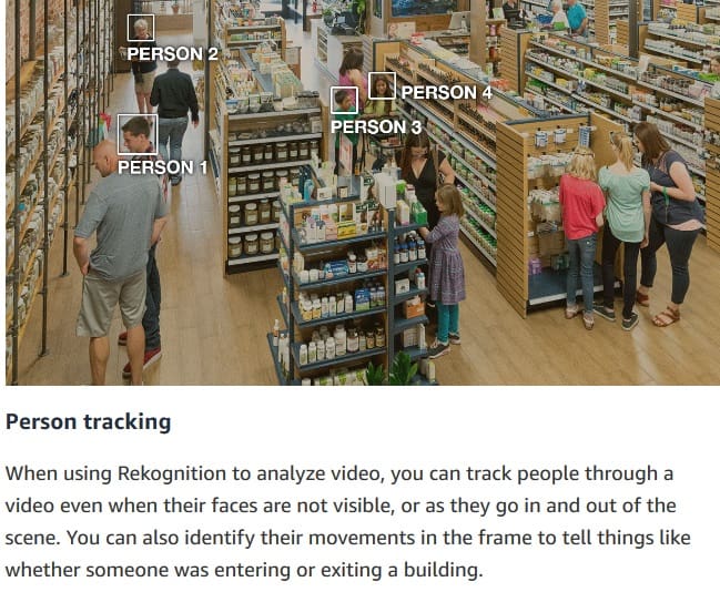 Example of person tracking software by Amazon