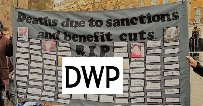 Benefit sanctions deaths and the DWP logo