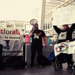 Disabled people protesting at London Bridge about public transport