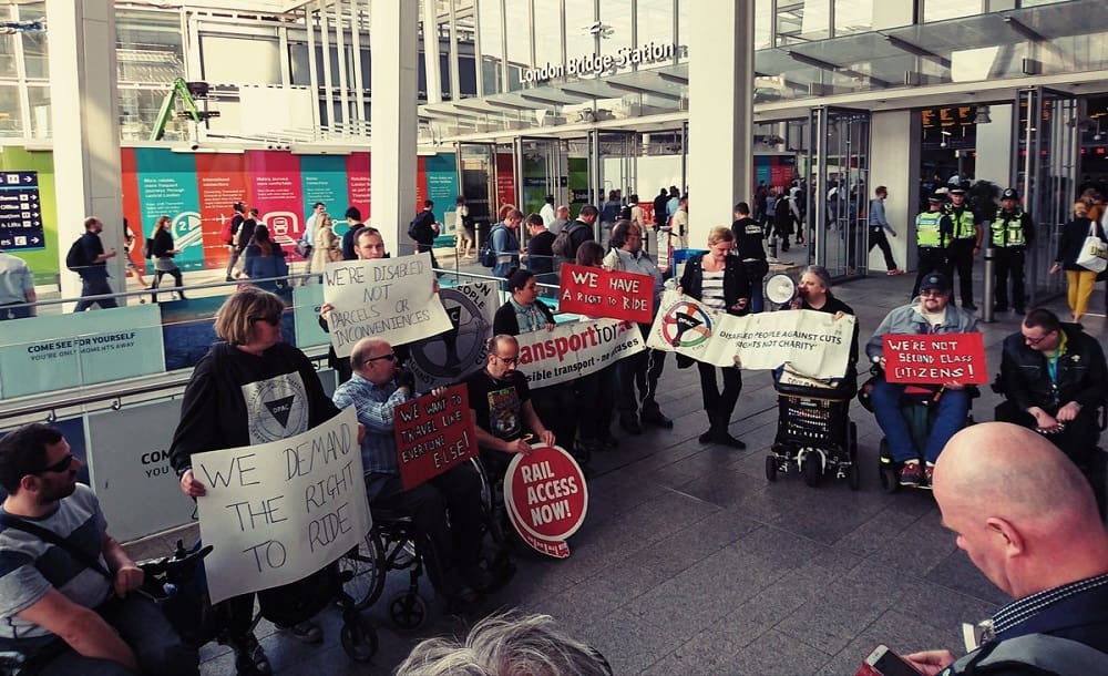 Dozens of people protested at London Bridge
