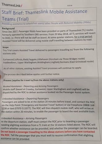 Govia guidance on mobile assistance
