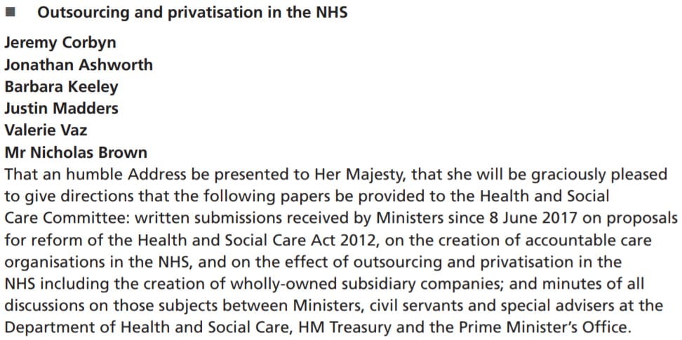 Labours NHS opposition day debate