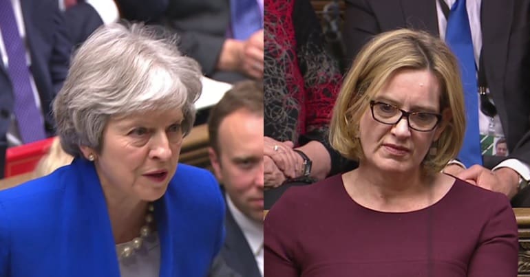 Theresa May and Amber Rudd at PMQs