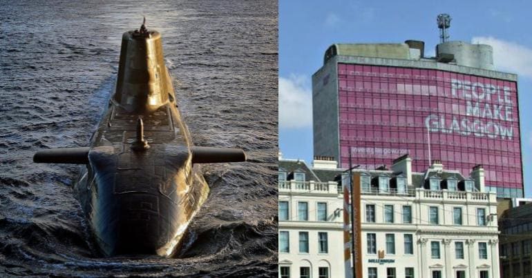 Astute Class Submarine and George Square Glasgow UDT arms fair