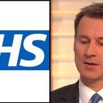 The NHS logo and Jeremy Hunt