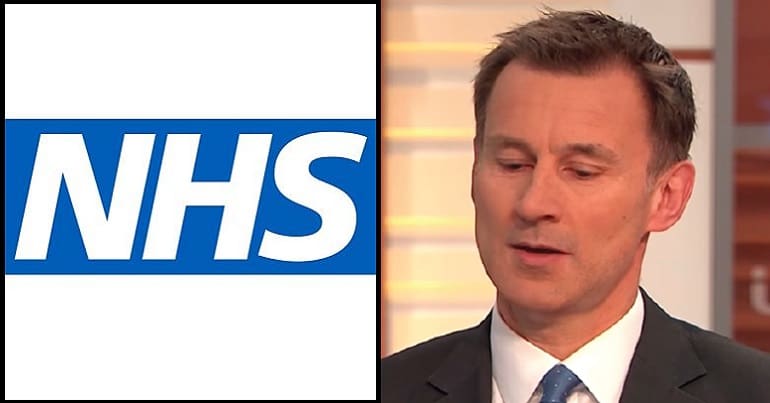 The NHS logo and Jeremy Hunt