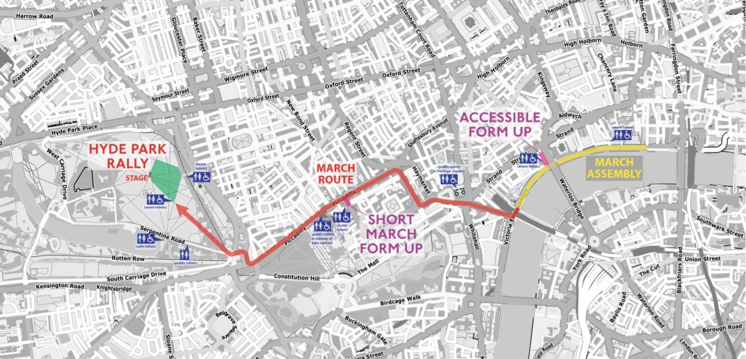 The route of the TUC march