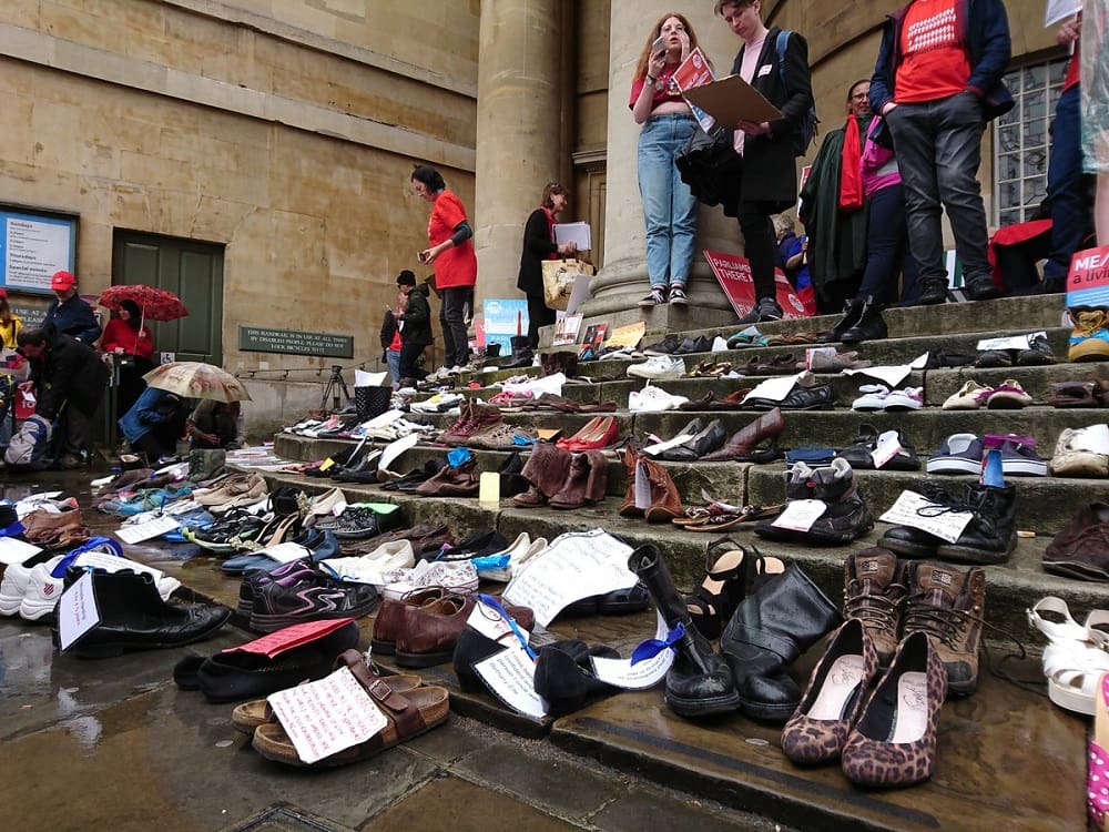 The shoes at the Missing Millions demo