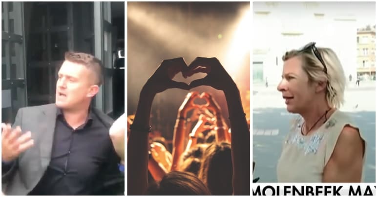 Tommy Robinson, Katie Hopkins, and people making love hearts with their hands 1
