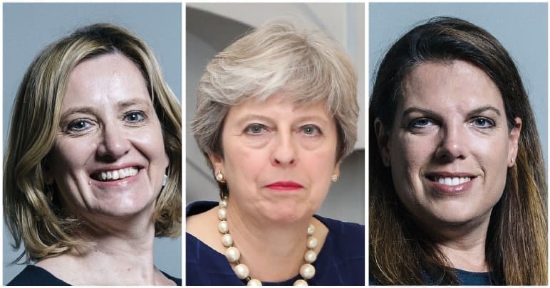 Amber Rudd, Theresa May, and Caroline Nokes