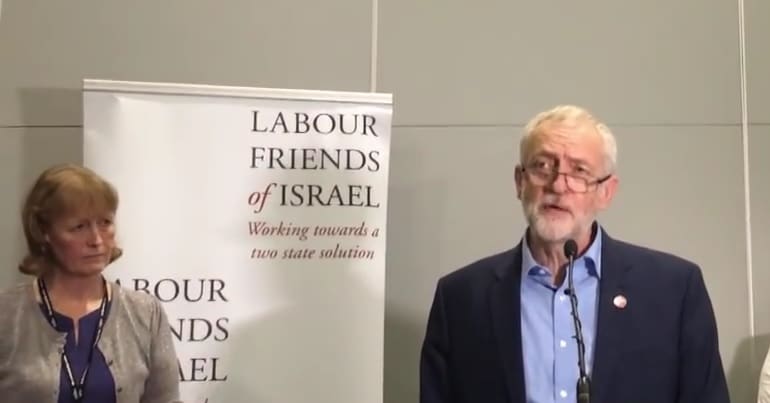 Jeremy Corbyn at a Labour Friends of Israel event - Gaza response