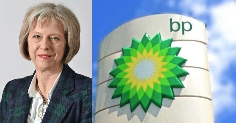 Theresa May and BP sign