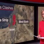 Image of a BBC news reporter reporting on 'Gaza clashes'