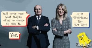 Cartoon of Iain Duncan Smith and Esther McVey talking