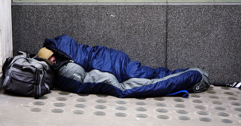Rough sleeper bedded down homeless people mental health
