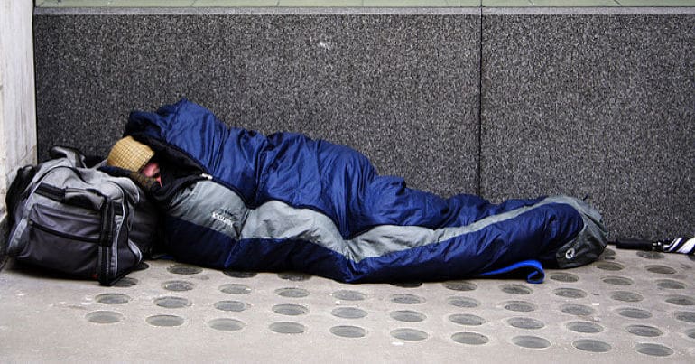 A man sleeping rough