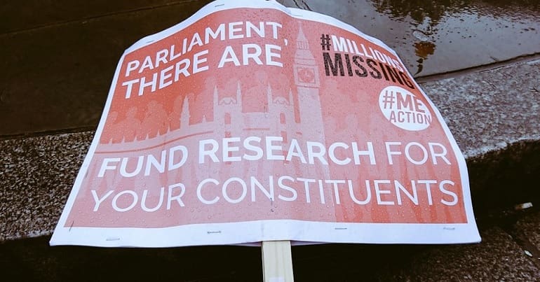 A placard from an ME Millions Missing demonstration