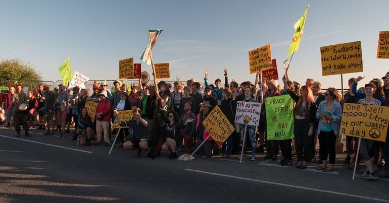 A protest against fracking in Lancashire