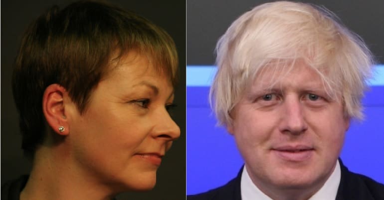 Caroline Lucas and Boris Johnson
