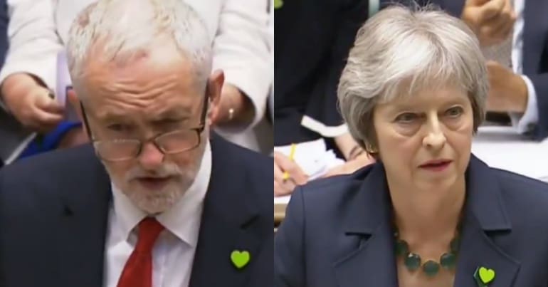 Jeremy Corbyn and Theresa May, PMQs