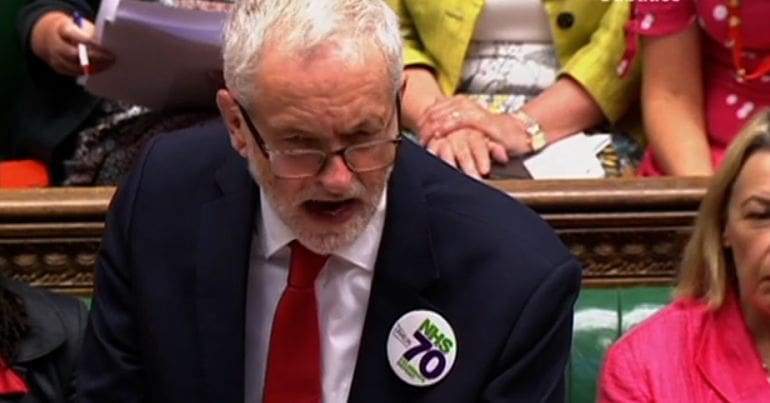 Jeremy Corbyn speaking during Prime Minister's Questions