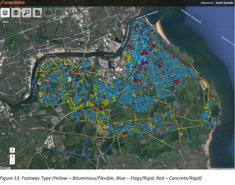 Footpath types in South Tyneside