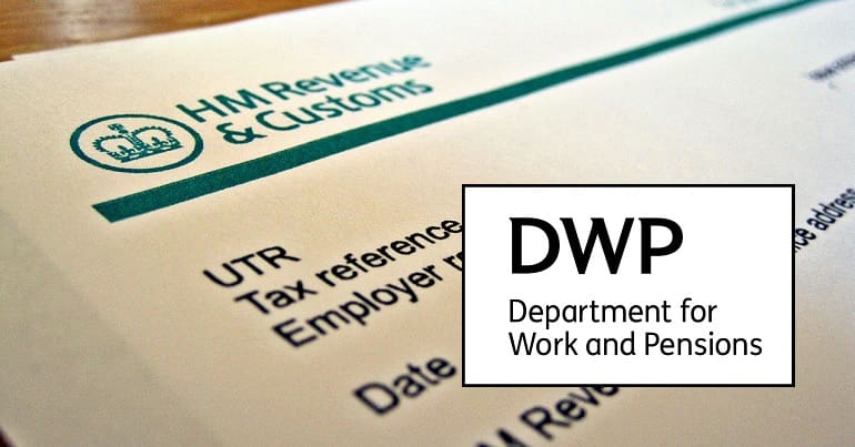 A letter from HMRC and a DWP logo