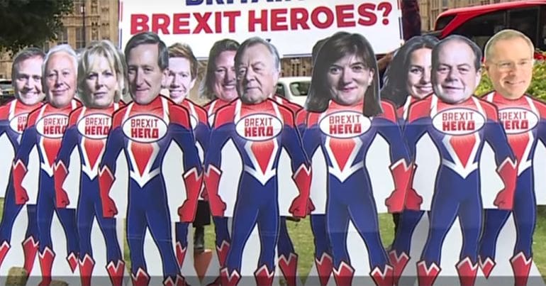 Tory MP cardboard cutouts Brexit Heroes Rebels