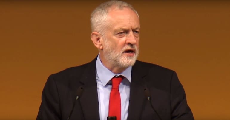 Jeremy Corbyn speaking about private water companies