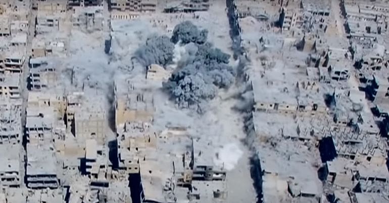 Bombs falling on Raqqa - war crimes allegations