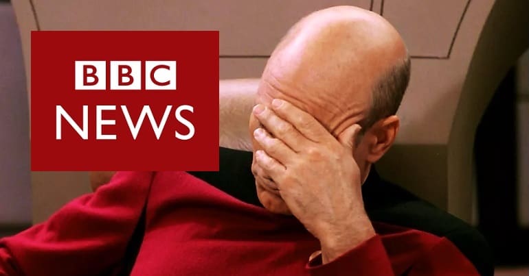 The BBC News Logo and a facepalm image