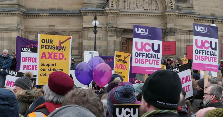 University and College Union members on strike