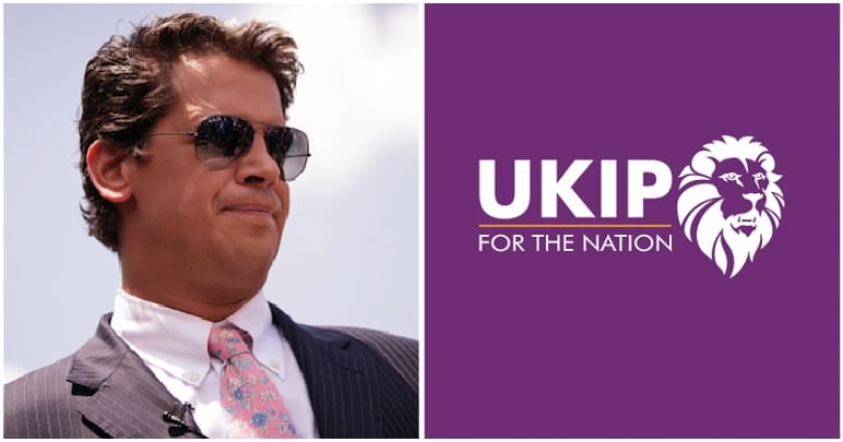 Milo Yiannopoulos and the UKIP logo