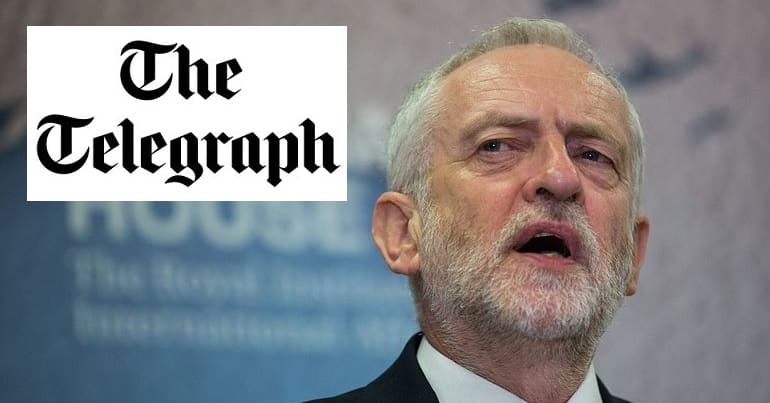Jeremy Corbyn, Telegraph logo