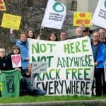 A fracking protest outside the Scottish parliament