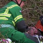 Paramedic attending to animal welfare investigator with broken neck Belvoir Hunt