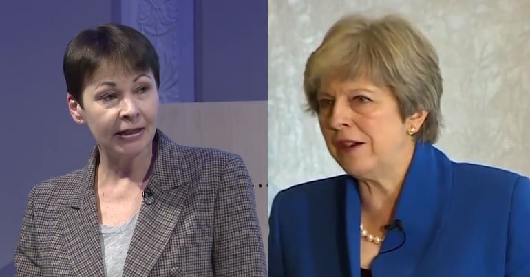 Caroline Lucas and Theresa May