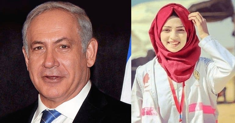 Benjamin Netanyahu and Palestinian medic Razan al-Najjar