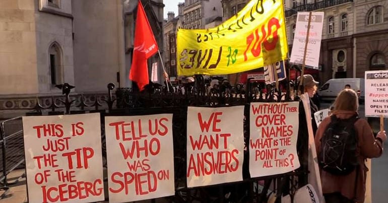 A protest outside the undercover policing inquiry