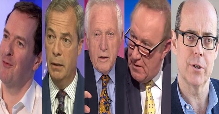 George Osborne, Nigel Farage, Davd Dimbleby, Andrew Neil and Nick Robinson