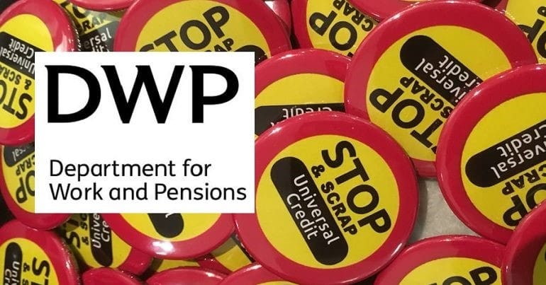 Stop Universal Credit campaign and the DWP logo