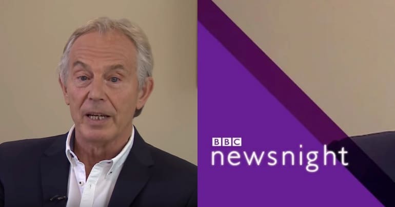 Tony Blair and BBC Newsnight logo