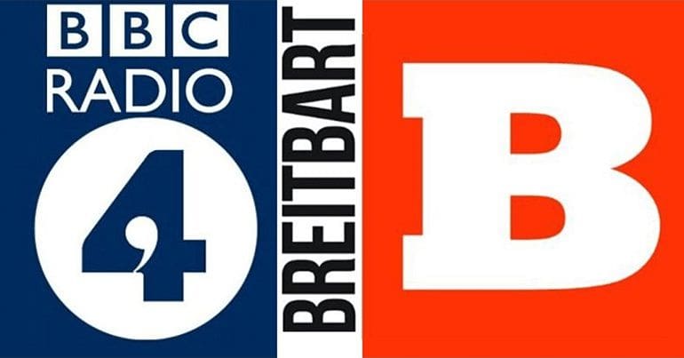 BBC Radio 4 and Breitbart logos