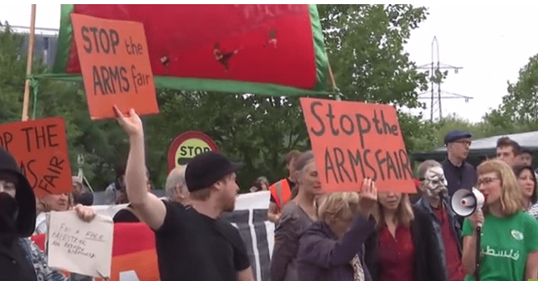 Protesters against arms trade