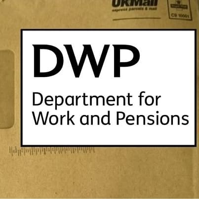 A ripped brown sanctions envelope and the DWP logo
