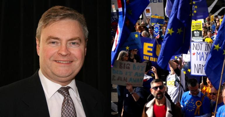 Tory MEP David Bannerman and EU supporters in London