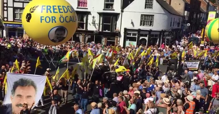 Parade at Durham Miners Gala Celebrating Freedom for Ocalan Campaign