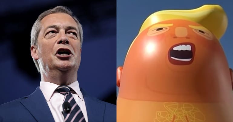 Nigel Farage and the baby Trump ballon