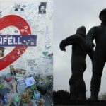 Grenfell Tower memorial and memorial for Piper Alpha fire