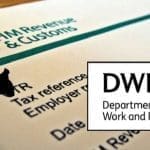 HMRC and DWP logos with a bank robber